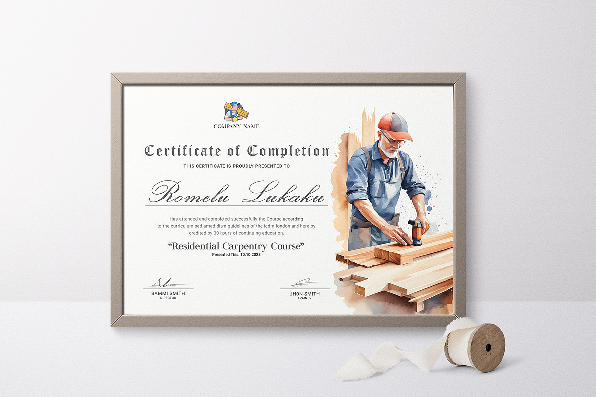 Carpenter Training Certificate, a Stationery Template by DesignDevisers (Photo 4 of 10)