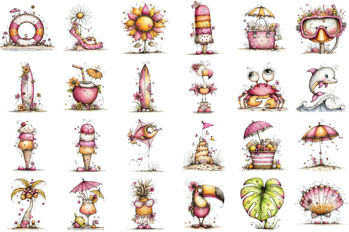 Whimsical Summer Clipart, an Illustration by designcity5 (Photo 2 of 5)