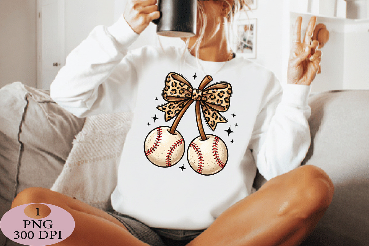 Baseball Cherries Coquette Bow Png, an Illustration by Daily.Designs (Photo 2 of 5)