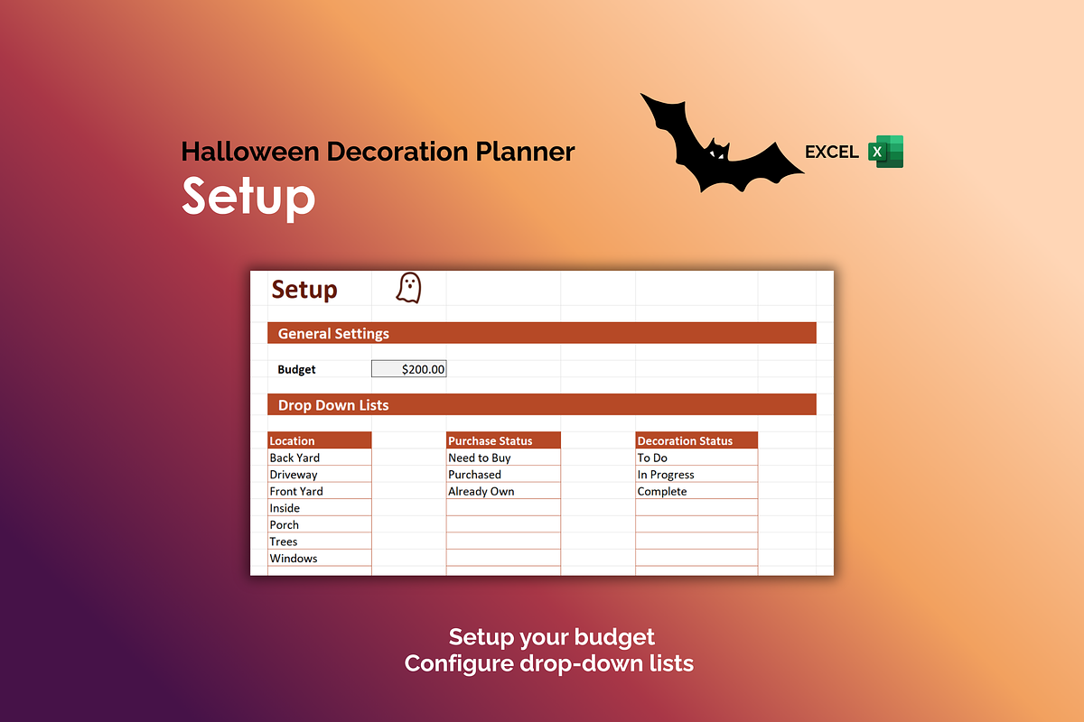 Halloween Decoration Planner - Excel preview 3