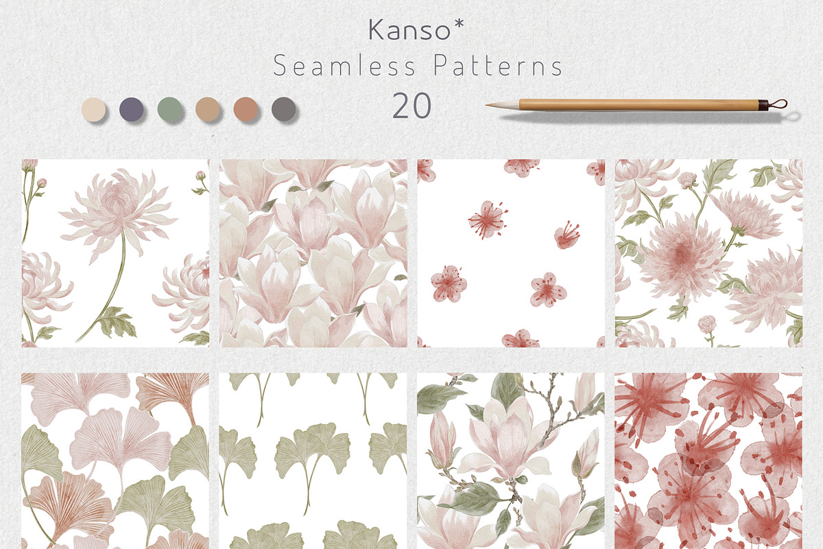 Kanso Botanical Japandi Watercolor, a Pattern Graphic by mila_leev (Photo 2 of 15)