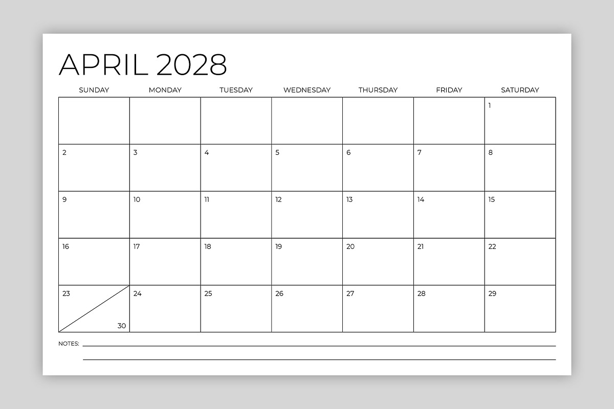 2028 11x17 Inch Calendar Template, a Stationery Template by Running With Foxes (Photo 2 of 5)