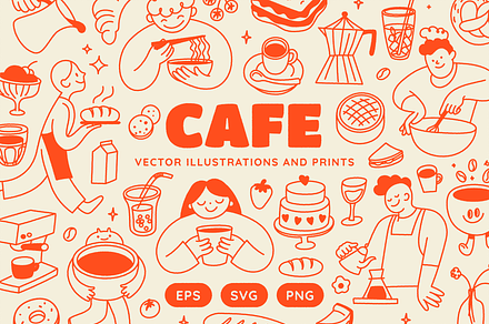 Cafe, vector illustrations, prints, a Graphic by venimo