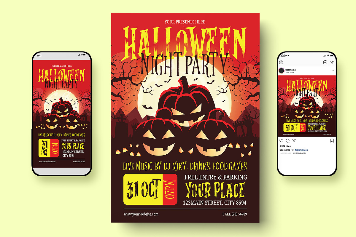 Halloween Party Flyer, a Flyer Template by Creativestoree (Photo 3 of 5)