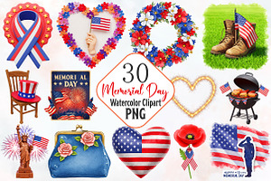 Memorial Day Sublimation Clipart, an Illustration by RobertsArt