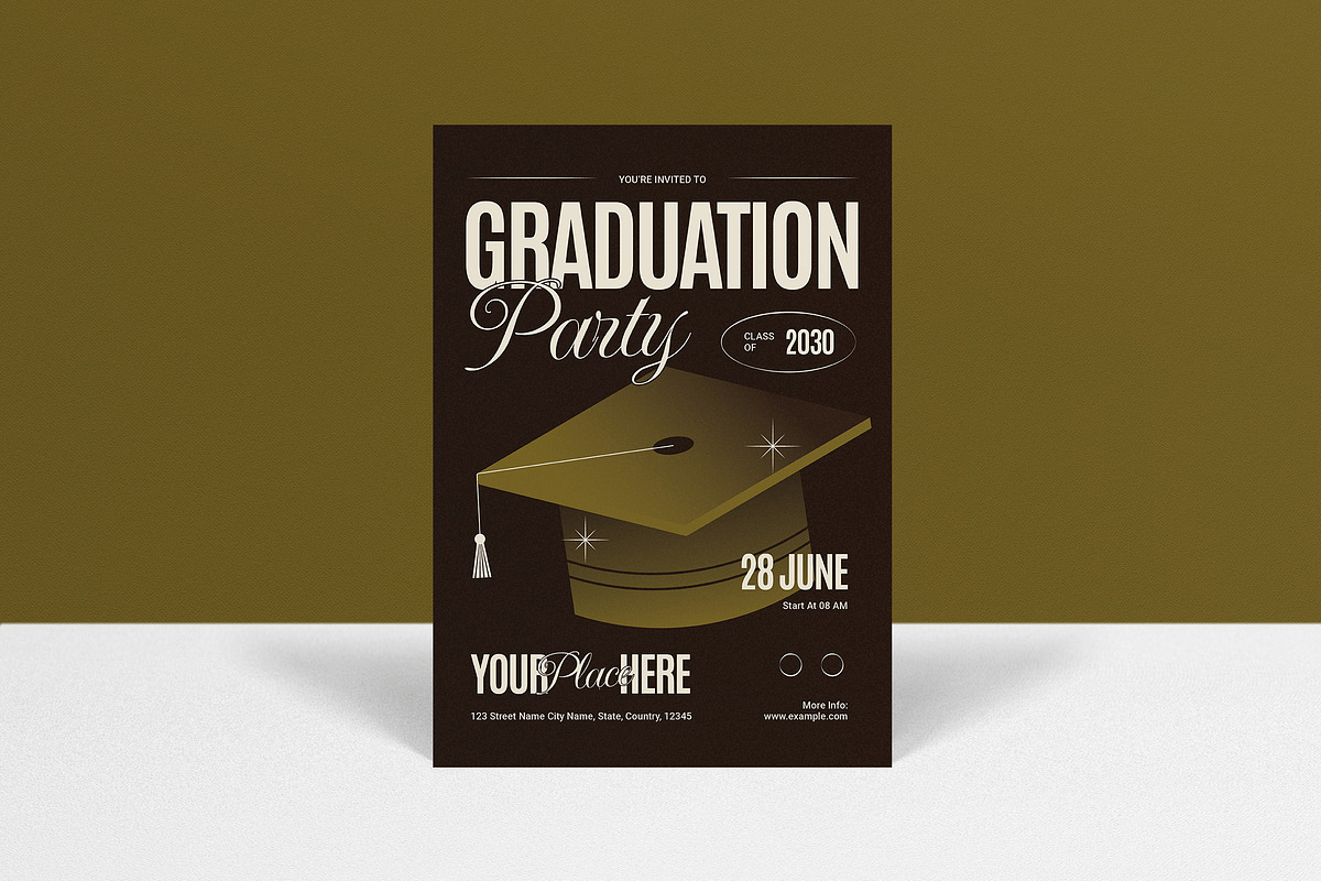 Brown Graduation Party Invitation, an Invitation Template by graphicook (Photo 1 of 3)
