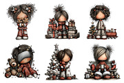 Cozy Christmas Girls in Pajamas Clip, an Illustration by Daily.Designs (Thumbnail 4 of 5)