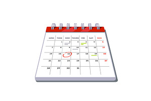 Month Lined Big Calendar With Planned Work Marks