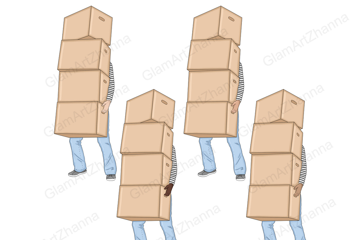 Moving Girls Clipart, a Transportation Illustration by GlamArtZhanna (Photo 6 of 6)