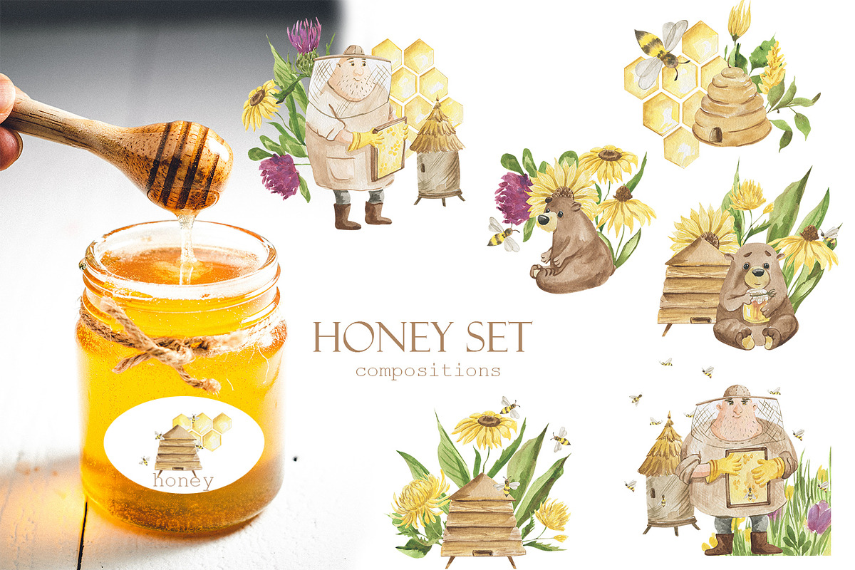 Honey watercolor set, a Food Illustration by Love Watercolor Store (Photo 5 of 10)