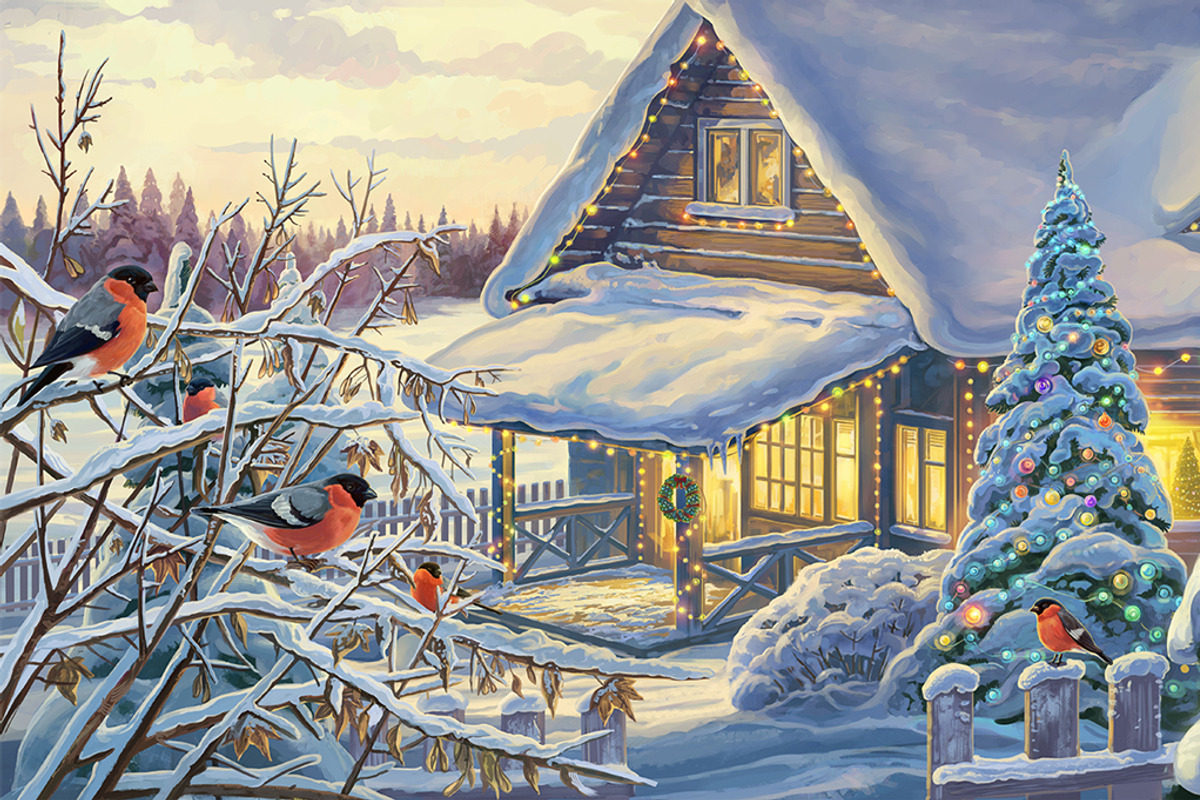 Winter Christmas landscape, a Decorative Illustration by Countryside life (Photo 7 of 8)