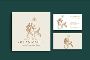 Mermaid Logo. Siren And Marine Girl