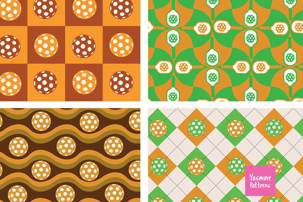 Pickleball Patterns Collection, a Pattern Graphic by Yasmine Patterns (Photo 2 of 7)