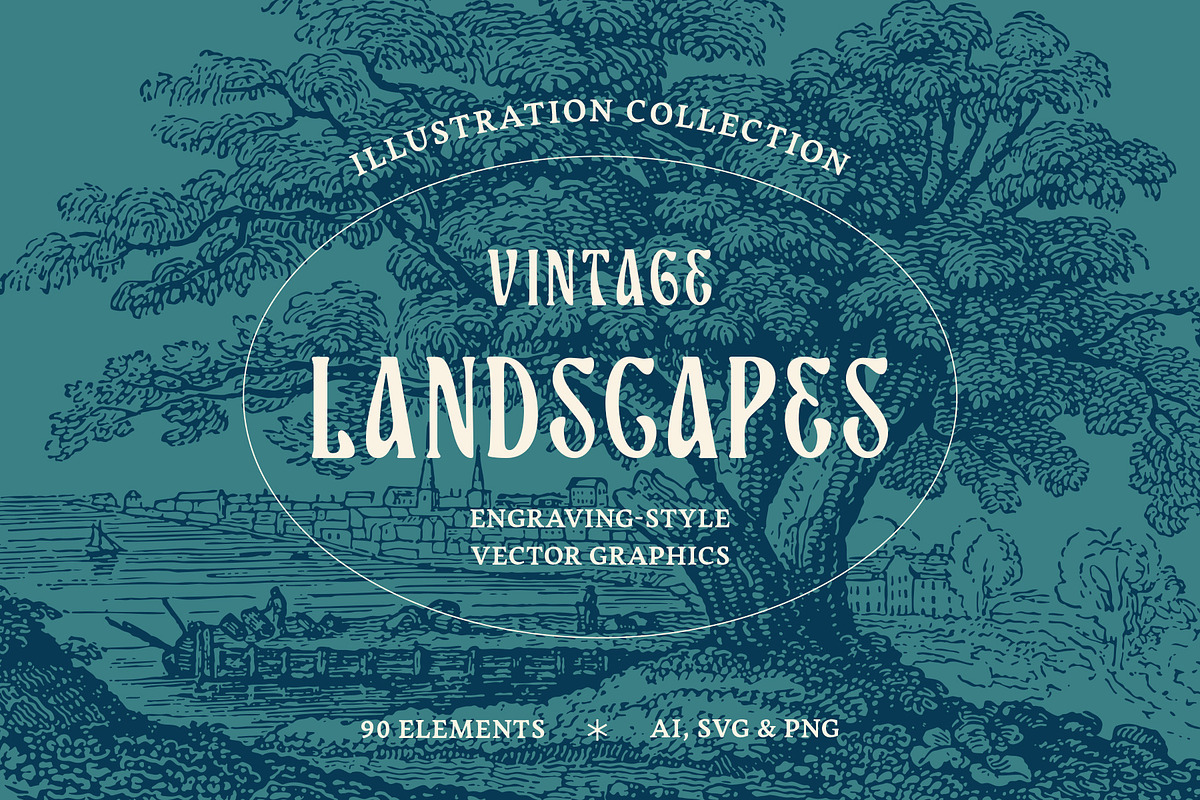 Vintage Landscape Illustrations, an Illustration by Graphic Goods (Photo 1 of 18)