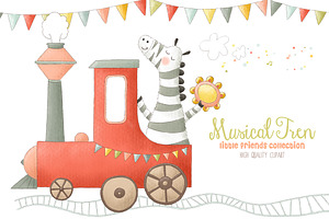 Musical Animals Tren Clipart