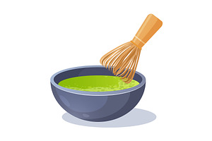 Matcha green tea, a Food Illustration by Elen_Art