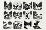 Moose Scenes SVG Graphics, an Animal Illustration by DENIDigitalArtSudio (Thumbnail 4 of 6)
