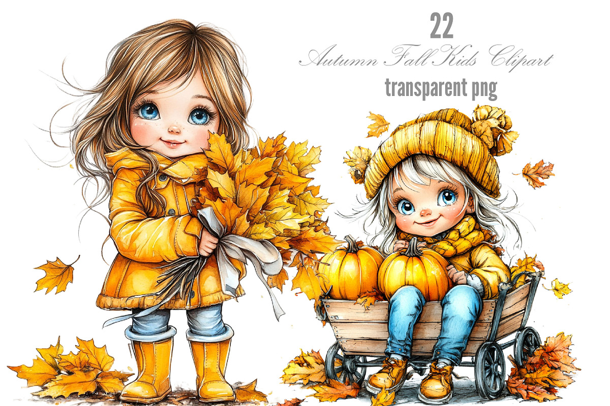 Enjoy Autumn Fall Kids Clipart, a Person Illustration by Designking (Photo 1 of 5)