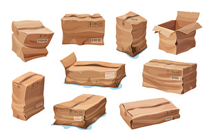 Damaged cardboard boxes, an Object Illustration by Vector Tradition
