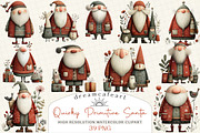 Quirky Primitive Santa Clipart, an Illustration by DreamCafeArt (Thumbnail 1 of 6)