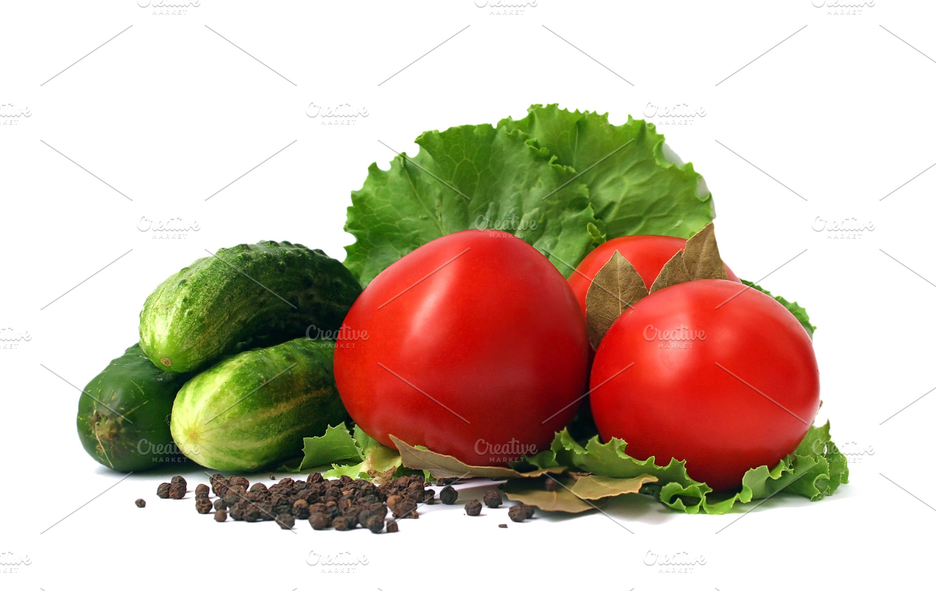 Fresh tomato and cucumber, a Photo by saiko3p