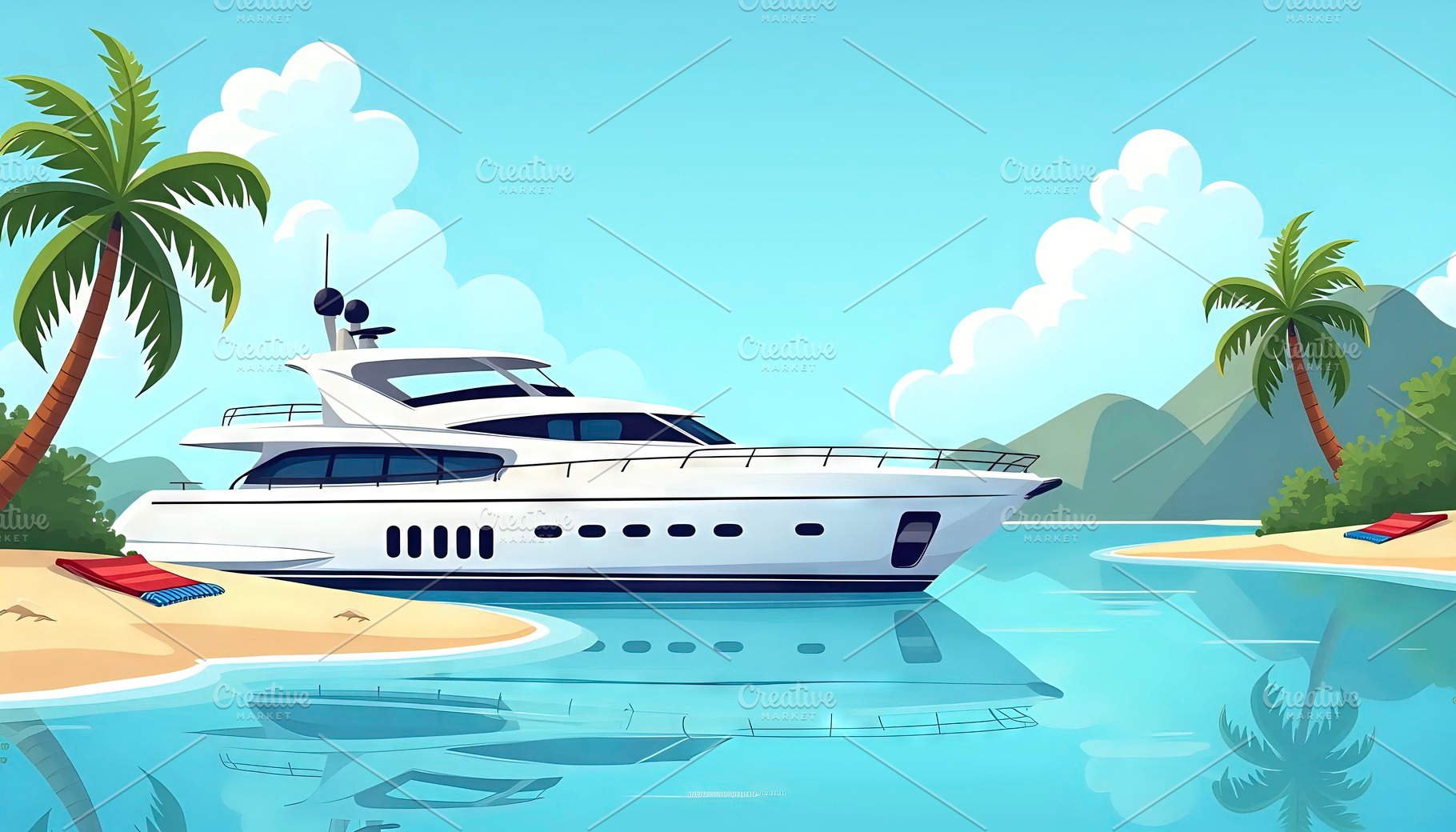 Luxury Yacht Parked Near Tropical Is, a Photo by LOGOCREATIVE