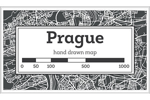 Prague Chezh Republic Map In Retro