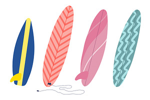Surfboard, surfing board standing, an Illustration by sceptical cactus