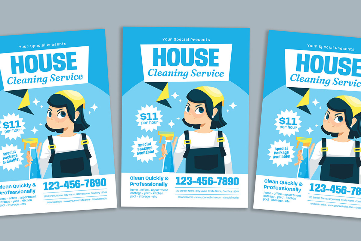 House Cleaning Service Flyer, a Flyer Template by Gumico Studio. (Photo 1 of 3)