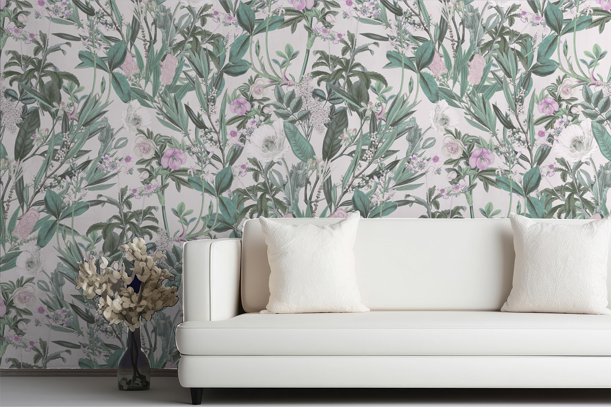 Mint Pink Flower Wallpaper, a Wallpaper Graphic by MalyskaStudio (Photo 6 of 6)