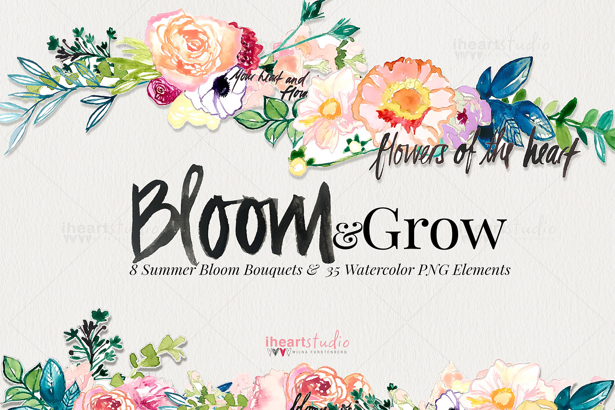 Bloom & Grow Watercolors, an Illustration by iHeartStudio (Photo 1 of 3)