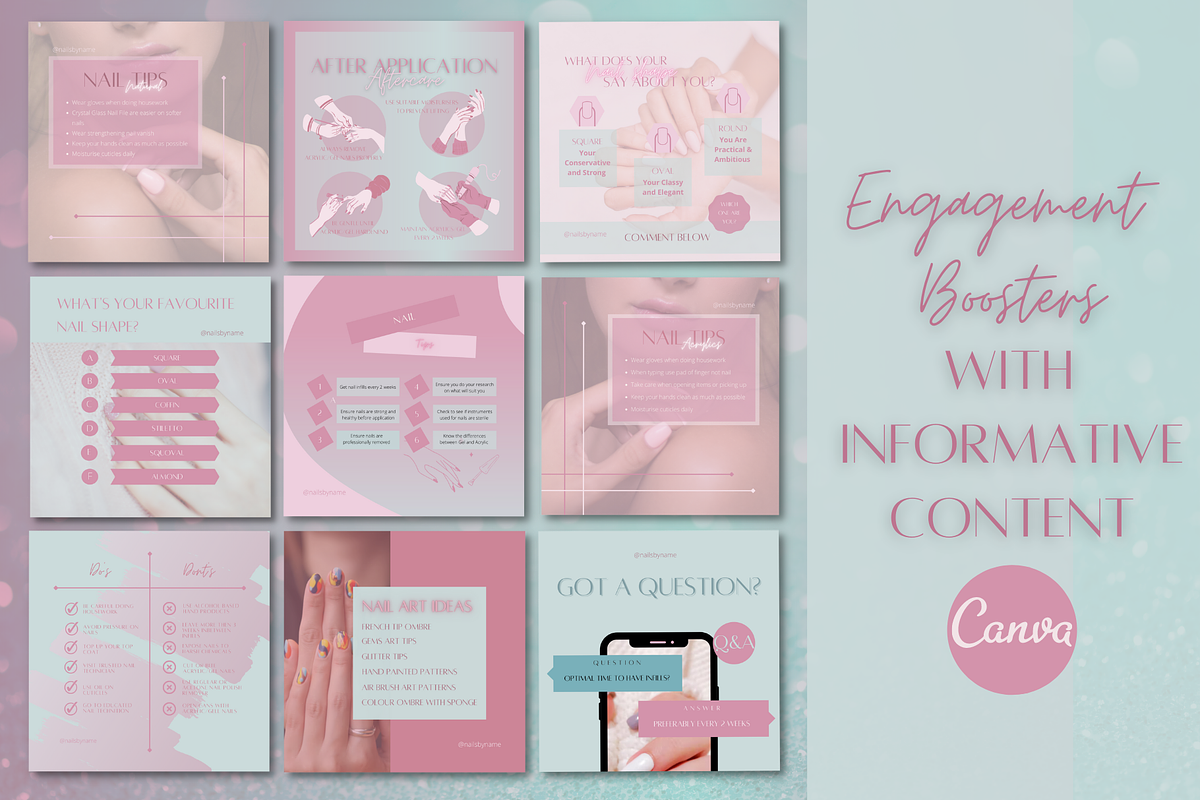Nail Instagram Template Green & Pink, a Social Media Template by Faytemplates (Photo 6 of 10)
