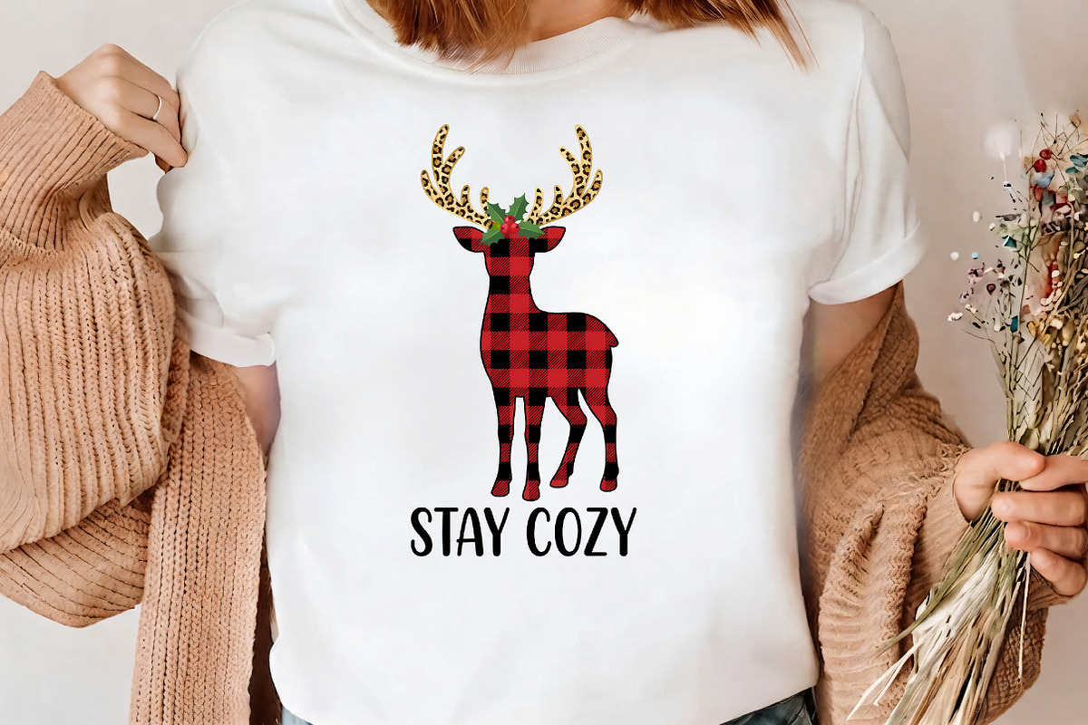 Stay Cozy Christmas Reindeer PNG Art, a Seasonal Illustration by CrexoraLab (Photo 3 of 4)