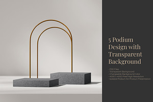 5 Podium with Transparent Background