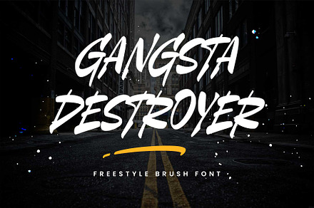Gangsta Destroyer - Brush Font, a Font by Arterfak Project