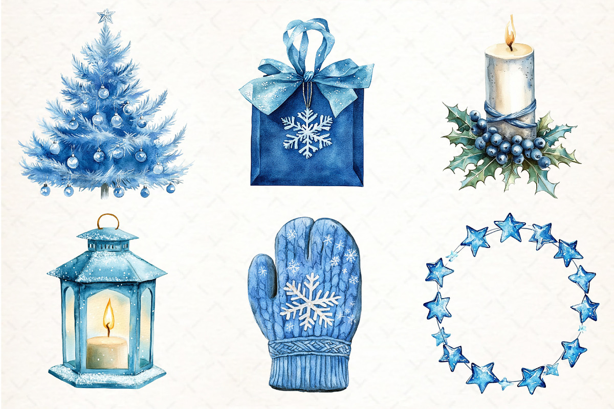 Blue Christmas Clipart, an Illustration by Pixels.Craft (Photo 2 of 7)