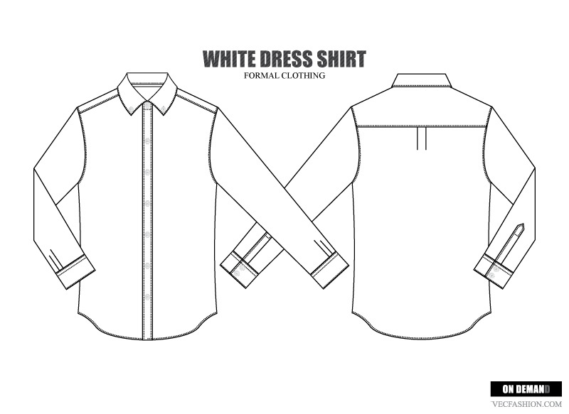 Men Dress Shirt Vector Template, an Illustration by VecFashion Ltd.