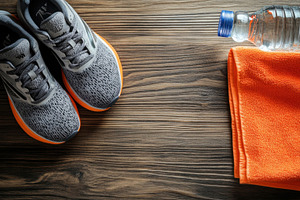 Workout gear and shoes ready, a Photo by Beautiful things