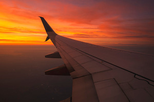 Sunset From Airplane Window