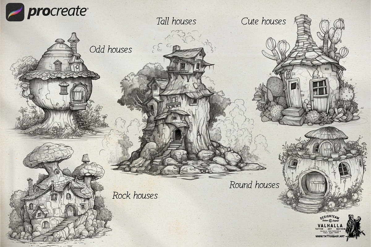 Procreate; fairy houses, a Brush Add-On by Studio.Valhalla (Photo 2 of 6)
