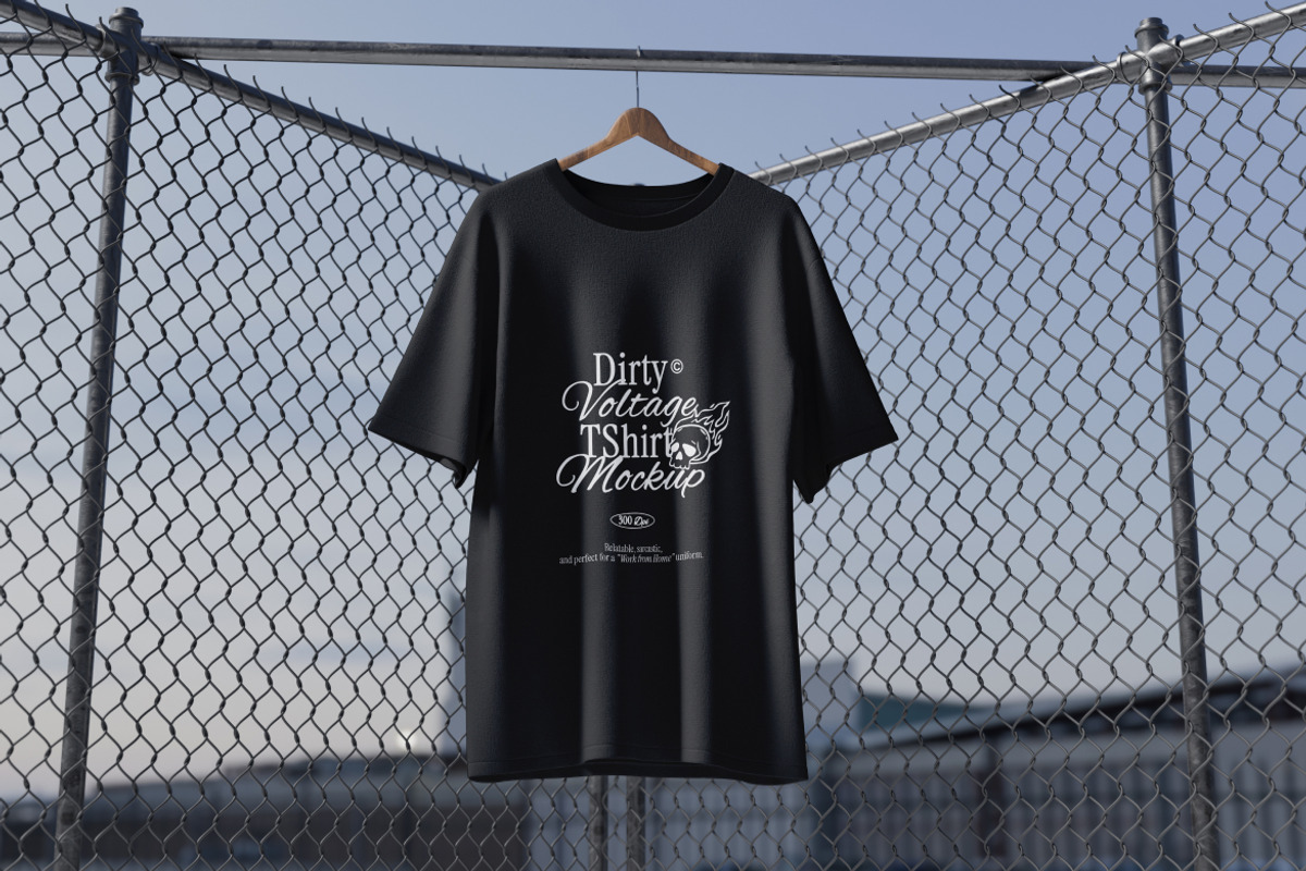 TShirt Mockup on Fence, a Shirt Mockup by Budogol Studio (Photo 2 of 5)