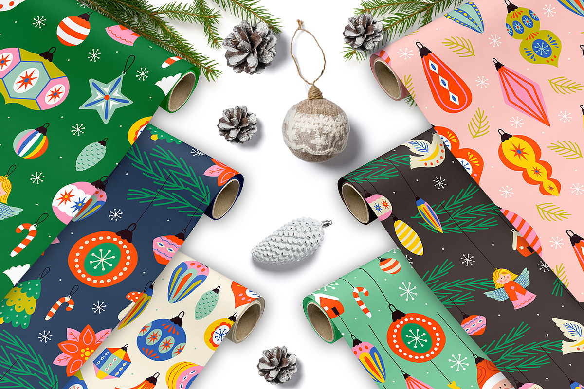 Retro Christmas ornaments, a Decorative Illustration by NataKa (Photo 9 of 10)