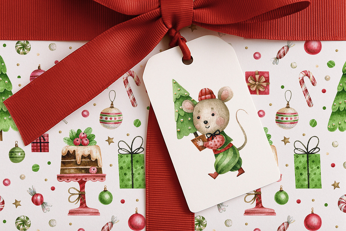 Miсe Christmas Party, an Animal Illustration by Watercolor by Tonia Tkach (Photo 7 of 9)