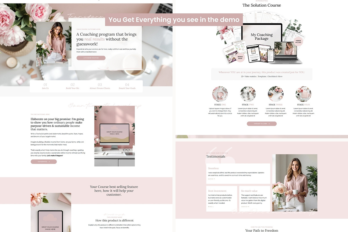 Blush Pink Systeme.io Funnel Template preview 4