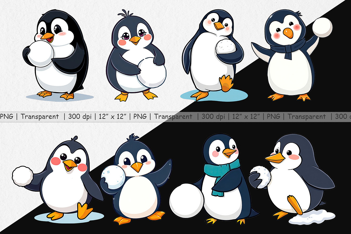 Penguin with Snowball Clipart, a Graphic by Artnoy (Photo 2 of 5)