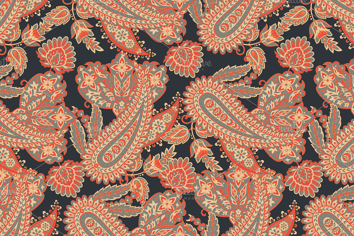 Paisley floral fabric pattern, a Pattern Graphic by antalogiya (Photo 3 of 4)