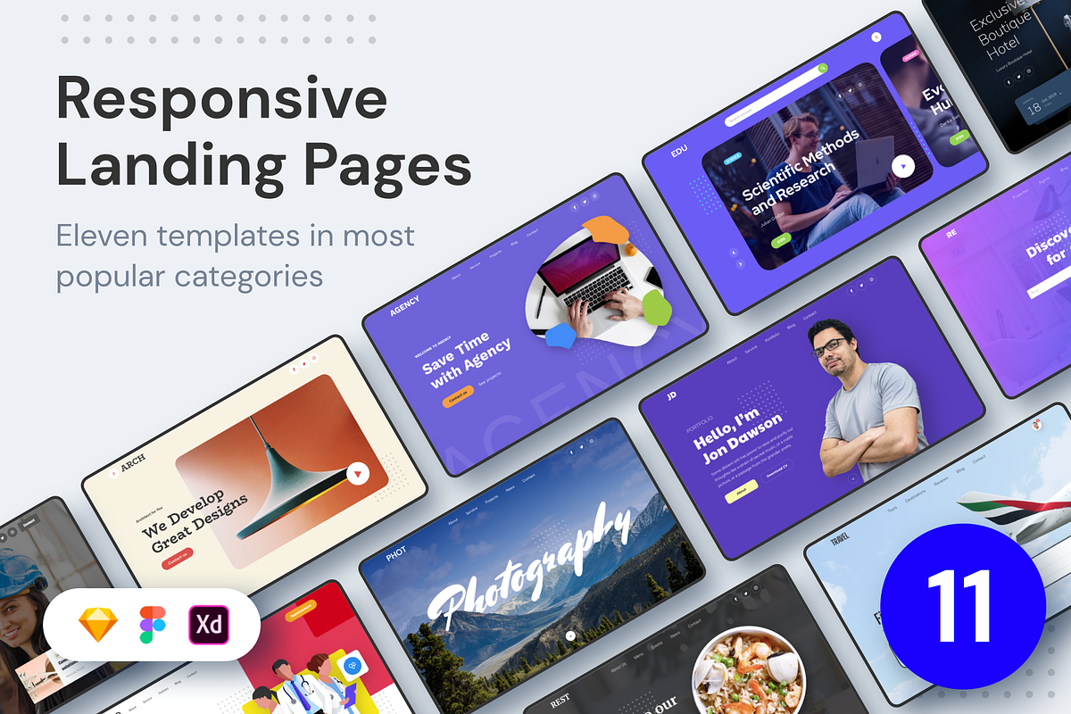 ELEVEN - Responsive Landing Pages, a Landing Page Template by laaqiq (Photo 1 of 18)