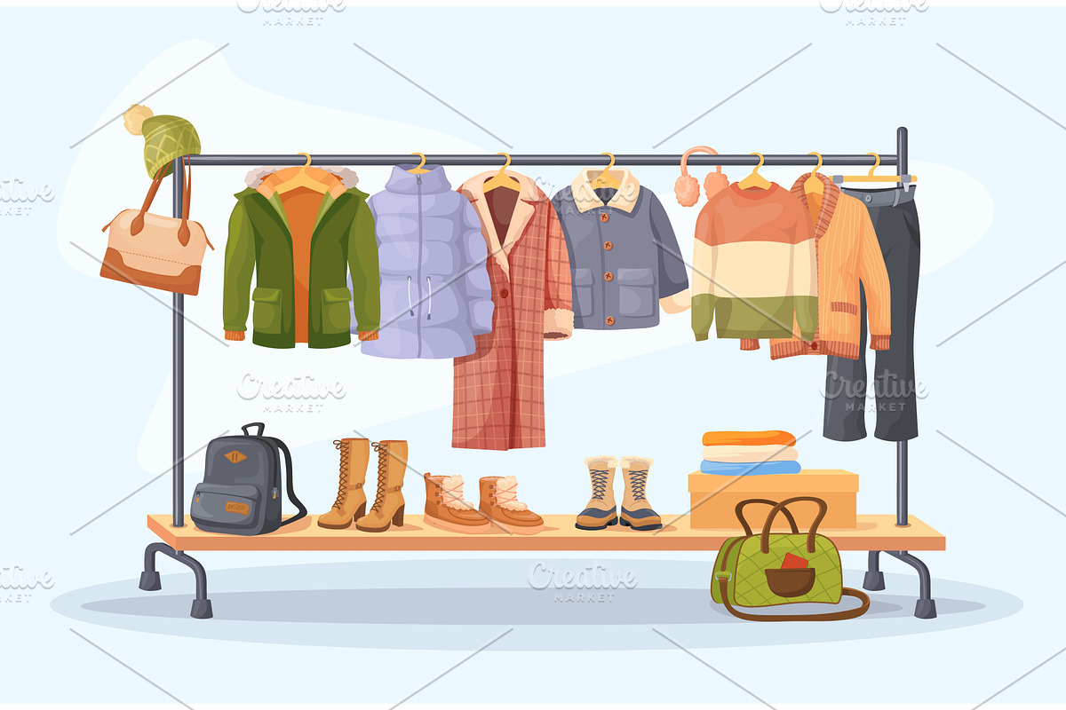Winter clothes rack. Fashion outfit, an Object Illustration by Stock-Smart-Start