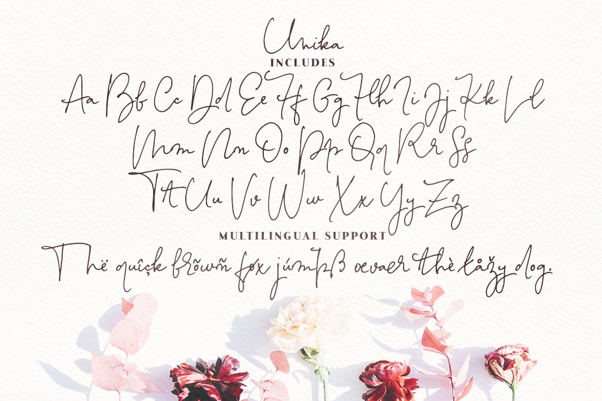 Unika Lite signature handwritten font preview 2