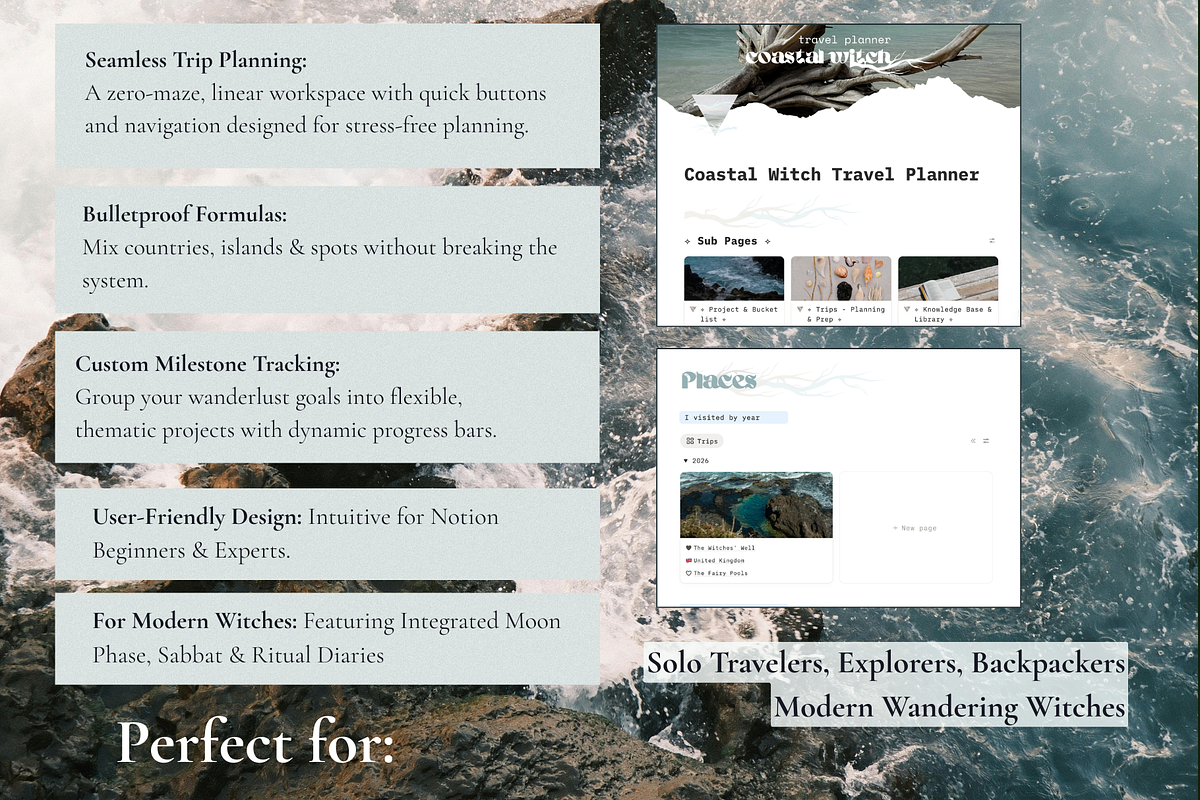 Coastal Witch Notion Travel Hub, an App Template by Mochi Atelier (Photo 2 of 12)